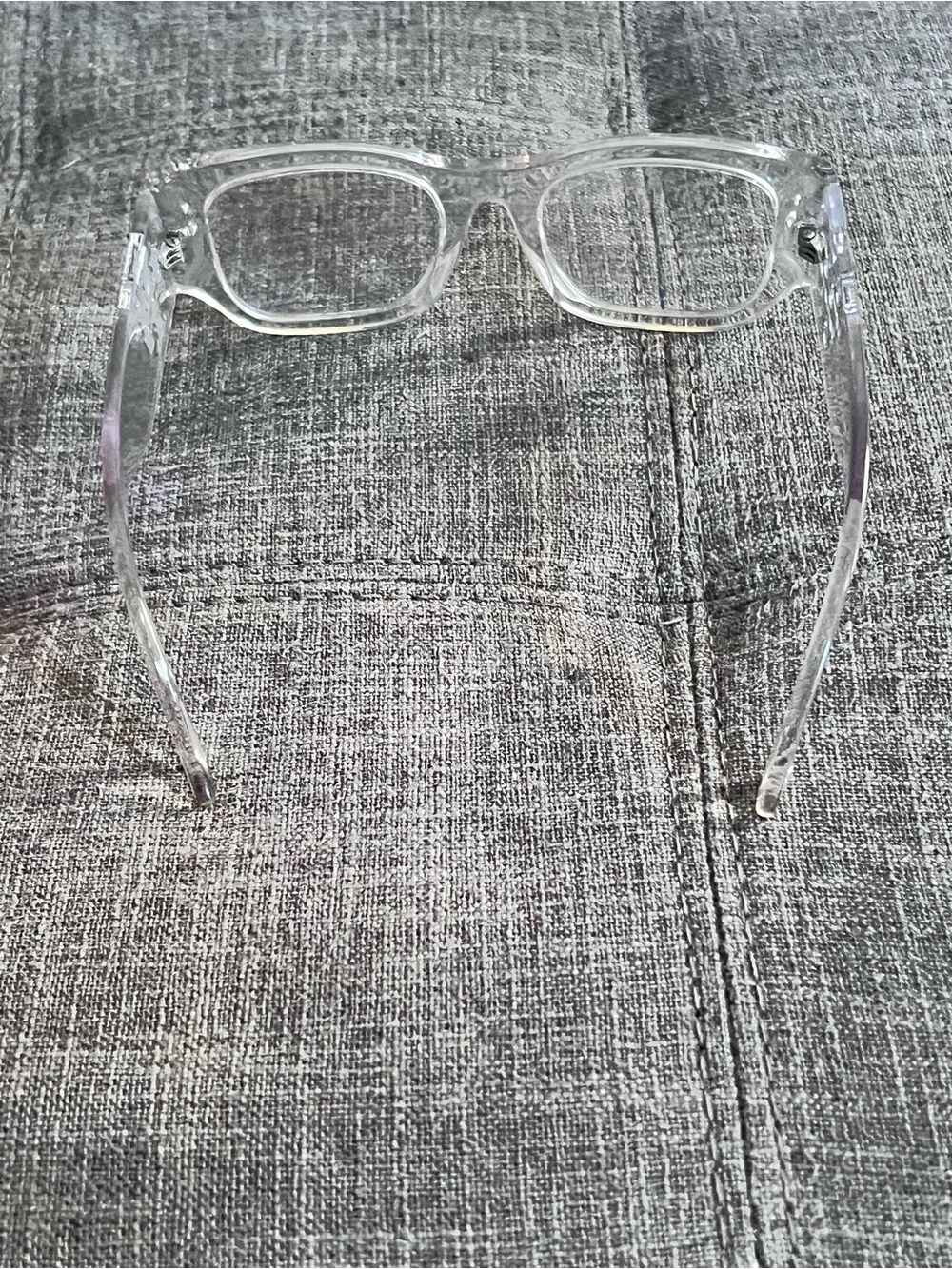 Tory Burch Clear Rectangular Blue Iridescent Glasses with Orange Case - Picture 5 of 5